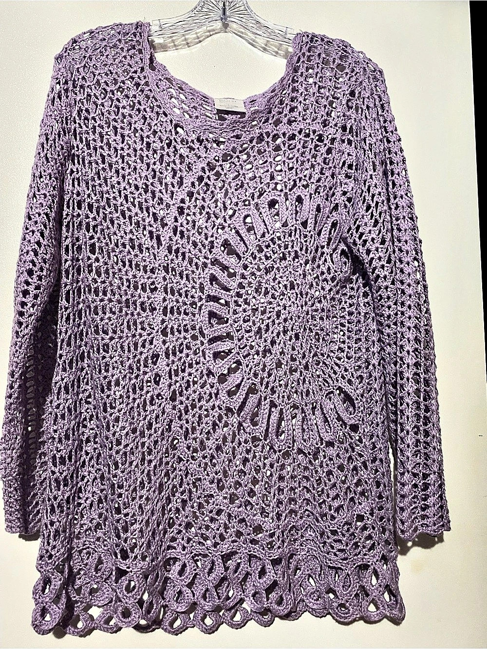 MAINST Crochet Open Knit Sweater Purple Large Like New